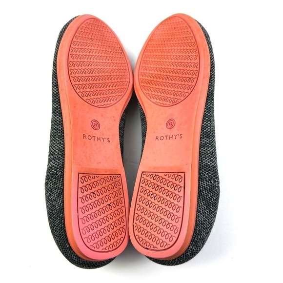 Rothys Birdseye Flats 8 Gray Charcoal Pink Sole Womens Slip On Comfort Shoes - Picture 9 of 10